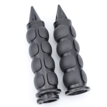 Pair of 1" Dual Black Motorcycle Bar End Grips for Cruisers – Universal, Non-Slip Rubber, Compatible with Throttle Replacement