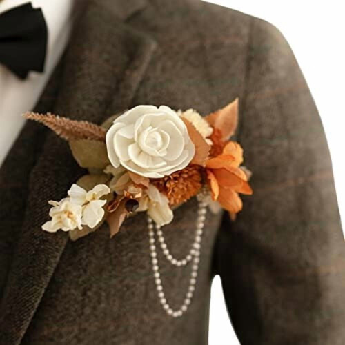 Boutonnière da sposo bordeaux e nera 6" x 5"