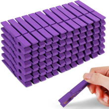 72 Pcs 2.9" Wooden Clothes Pins – Heavy Duty, Purple, for Hanging Clothes, Photos, Crafts & Decoration