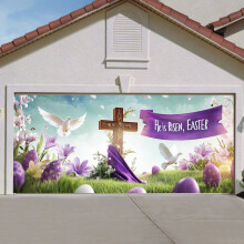 stuk vrolijke paasdecoratie voor garagedeur – grappig konijn- en ei-ontwerp, banner van 2,4 x 2,1 meter voor binnen/buiten/feestjes – geschikt