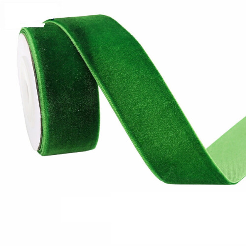 Samtband, 2,5 cm x 25 Yards, Grün 1