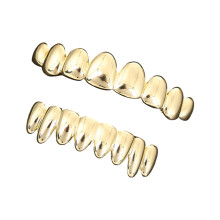 Sárgaréz tónusú Dentals Grillzs felső-alsó szett hip-hop stílusú partikellék nőknek elegáns unisex fogdíszek