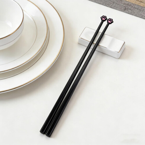 Black Cat Paw Chopsticks, Reusable, 2Pairs 2