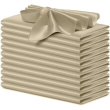 12 beige satinservetter 34x34 cm