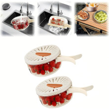 Cesto 2 em 1 para escorrer e conservar alimentos, bacia para lavar frutas e legumes com escorredor e tampa, escorredor de cozinha e recipiente para