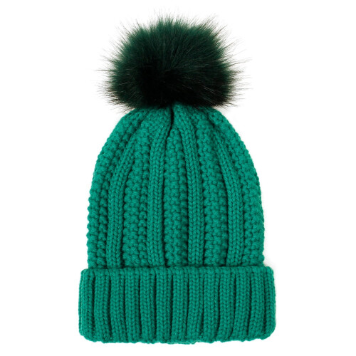 Damen-Wintermütze mit Bommel, warm, grün 2
