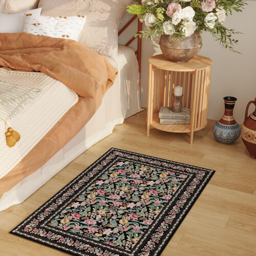 NestE-Door Mat 2x3ft Χαλί Εσωτερικής Εισόδου, Πλενόμενο στο Πλυντήριο Ρούχων Vintage Floral 1