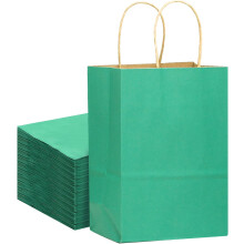 Große Kraftpapiertüten mit Henkeln, 13" x 10" x 5", 32 Stück, Geschenktüten, mintgrün, einfarbig (große Größe)