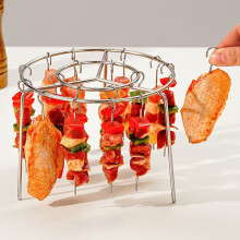 Stainless Steel Kebab Skewers, Reusable Metal Barbecue Skewer for Oven and Air Fryer, for Meat Shrimp Chicken Vegetable, 12PC