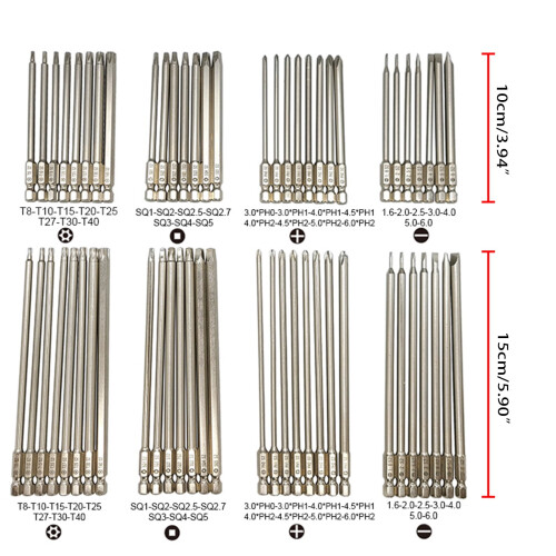 30 Pcs Screwdriver Bit Set Security Bit Set Long Screwdriver Bits Kit Slotted for Square Torx Bits with Pouch 1