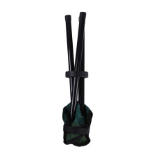 Sgabello pieghevole con treppiede, altezza 31 cm, struttura in ferro.