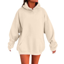 Sweat à capuche pour femme, couleur unie, épaules tombantes et poches - Haut confortable et élégant, tailles 4XL