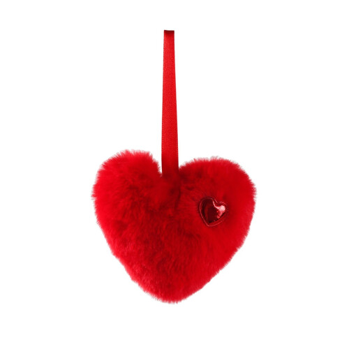 Enfeite de pelúcia em forma de coração vermelho para o Dia dos Namorados, 12 cm (4,72 polegadas)
