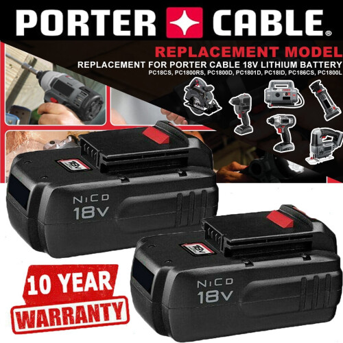 2Pack 18V 4.5Ah Replace Battery for Porter Cable PC18B 18-Volt Cordless Tools