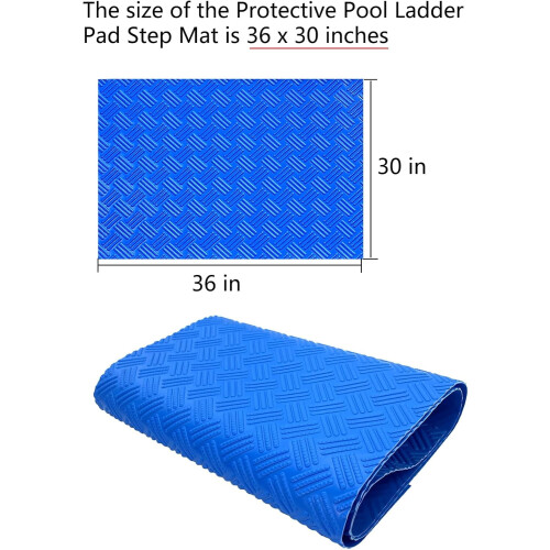Pool Ladder Mat36" x30" Blue Non-Slip Rubber Step Pad 2