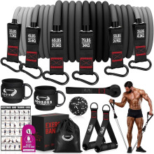 Heavy Resistance Bands Set (300LBS) with Handles – for Strength, Slimming, Yoga & Gym – Compatible with All Fitness Levels