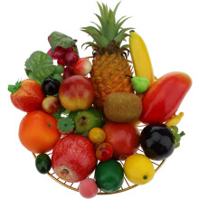Ensemble de 25 fruits artificiels : citrons, poires, raisins, bananes, oranges, kiwis – Idéal pour la décoration intérieure, les fêtes, Noël