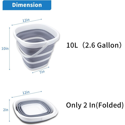 Collapsible Bucket 10L Square Foldable Cleaning Bucket