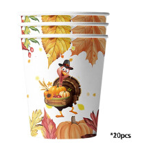Vasos de papel para Acción de Gracias con estampado de hojas de calabaza (paquete de 10)