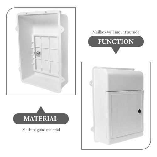 White Lockable Wall-Mount Mailbox Plastic & Metal 2
