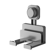 Space Saving Bathroom Organizers Hair Dryer Holder Suction Cup Mounted Storage Compartments Cable Management Systems