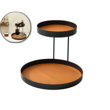 Étagère de rangement en fer avec coussin en cuir, boîte de rangement de comptoir, plateau de rangement en fer forgé, organisateur de comptoir de