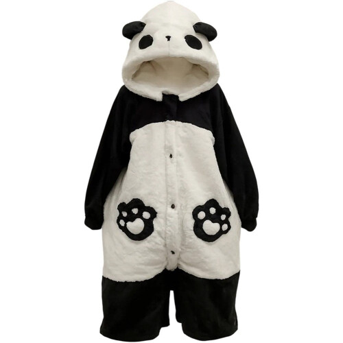 Unisex Πιτζάμα με Ζώα Panda Animal, Ζεστό Ολόσωμο με Κουκούλα για Ενήλικες