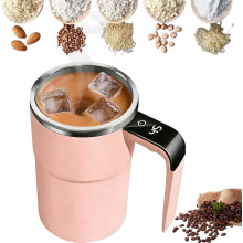 Mug à café magnétique électrique 2026 de 35 cl avec thermomètre LCD, fonction brassage et chauffage automatiques, refroidissement rapide – Rose