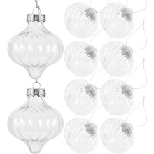 Clear Plastic Fillable Ball Ornaments, Christmas Hanging Pendants for DIY Decor 12PCS