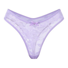 Low Rise Lace Thong Panties for Women – Sheer Mesh, Bow Detail, Comfortable & Breathable, Purple, Compatible with Daily Wear