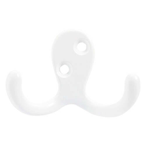 Patère murale double à crochets – Métal blanc, lot de 1