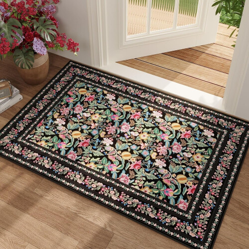 NestE-Door Mat 2x3ft Χαλί Εσωτερικής Εισόδου, Πλενόμενο στο Πλυντήριο Ρούχων Vintage Floral