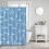 Waterproof Plastic Shower Curtain Blue Fish & Flower 1