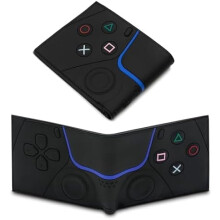 Kids' Bifold Wallet for Ages 6-14, Compatible with Gamepad Design, Silicone & PU Leather, Black