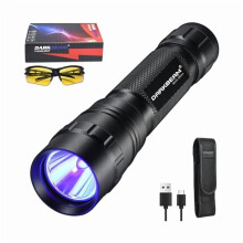Lampe torche ZCFlashlight UV395nm à lumière noire, mini lampe à bois rechargeable USB-C – Détecteur d'urine d'animaux domestiques 10W, séchage