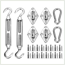 Kit de fixation pour voile d'ombrage rectangulaire en acier inoxydable 316