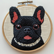 DIY Punch Needle Kits Black French Bulldog Easy for Beginners Punch Needle Embroidery Set with Hoop Stamped Pattern for Craft lovers and Home Decor-6
