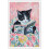 Vintage-Leinwandposter mit schwarzer Katze – Buchkunst mit rosa Blumen 1