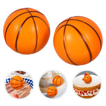 2Pcs Basketball Cake Insert Cards Orange Resin Birthday Party Decorative Cake Toppers