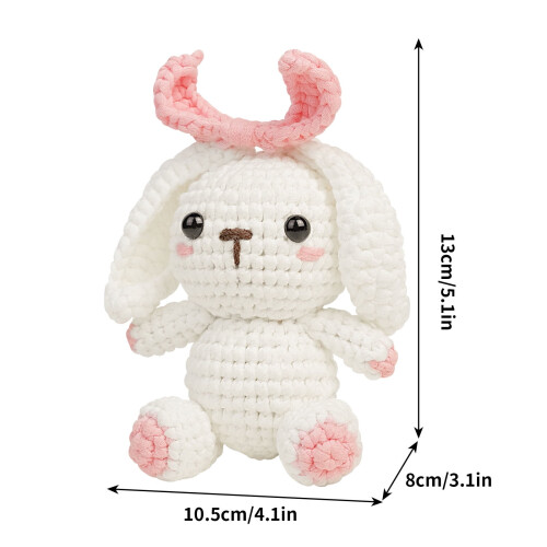 Crochet Kit for Beginners | Easy Bunny Amigurumi Set with Soft Yarn, Ergonomic Hook, Pattern, Tutorial, Tools & Stitch Markers | Compatible with All 2