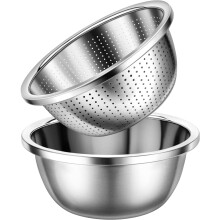 Ensemble passoire et bol mélangeur en acier inoxydable de 5 litres
