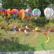 KALLORY 1Pc Durable Hot Air Balloon Wind Spinner with Sequins for Garden Outdoor Decor