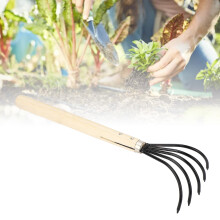 Garten Handrechen D201 5 Stahlzinken Holzstiel