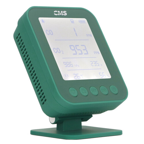 6-in-1CO/CO2Monitor with Altitude, Pressure, Temp & 1