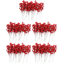 100 Pack 8 Zoll Künstliche Weihnachten Rot Berries Stiele für Christbaumschmuck, DIY Weihnachtskranz, Urlaub und Wohnkultur