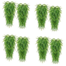 8 Pcs Artificial Hanging Ferns Plants Vine Fake Ivy Boston Fern Hanging Plant Outdoor UV Resistant Plastic Plants