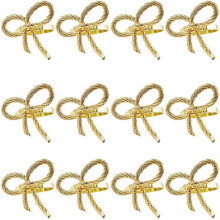 48 Pcs Simple Golden Napkin Ring Butterfly Bow Tie Napkin Buckle Hotel Restaurant Mouth Cloth Ring Metal Napkin Ring