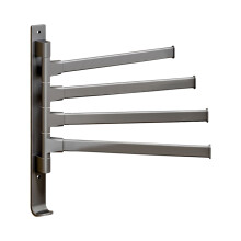 Porte-serviettes pivotant à 4 bras, fixation murale 180, antirouille, avec crochet, gris – Compatible avec les murs standards