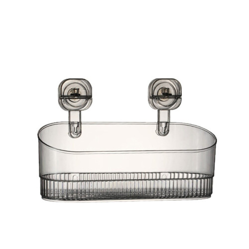 Étagère de salle de bain à ventouses avec panier d'évacuation 1