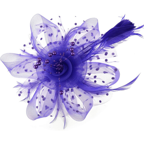 Καπέλο Fascinators με λουλούδια, κορδέλες, φτερά σε κορδέλα και κλιπ, καπέλο για πάρτι 2